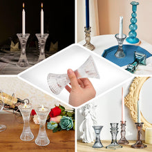 2 Pack | 5inch Clear Crystal Hour Glass Pillar Candlestick Stands