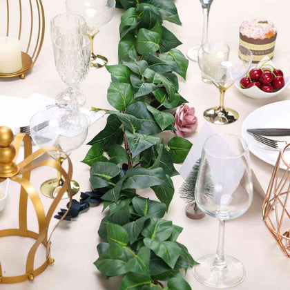 Green Real Touch Artificial Poplar Leaf Garland, Flexible Vine 5ft