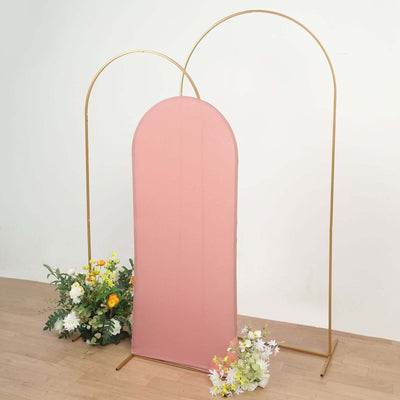 Matte Dusty Rose Spandex Fitted Wedding Arch Cover For Round Top Chiara Backdrop Stand 5ft