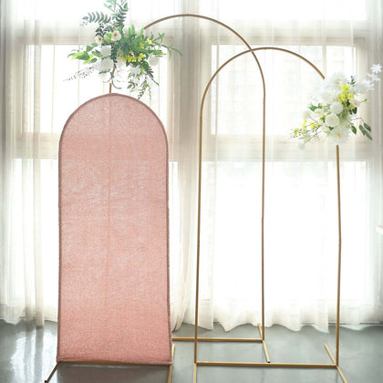 Rose Gold Shimmer Tinsel Spandex Wedding Arch Cover For Fitted Round Top Chiara Backdrop Stand 5ft