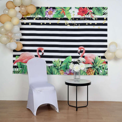Pink Flamingo/Stripe Vinyl Photo Shoot Backdrop Banner 5ftx7ft