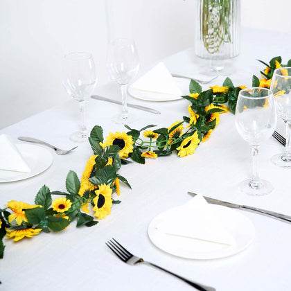 Artificial Silk Sunflower Table Garland, Flower Vine Chain 6.5ft