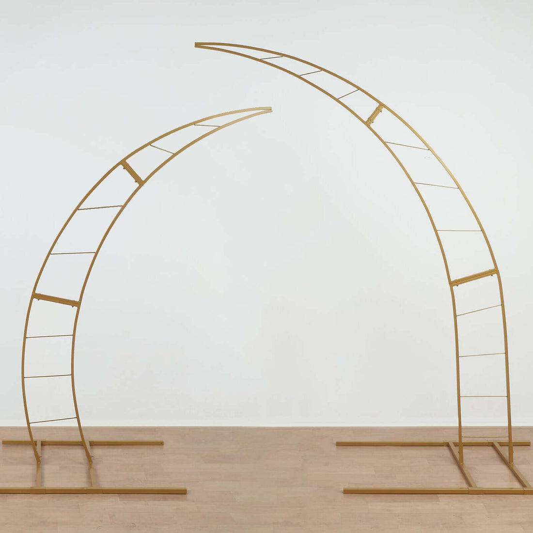 Gold curved display stands for events or exhibitions