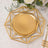Gold geometric serving platter with intricate design details.