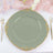 Elegant green decorative plate with gold accents on a dining table setting.