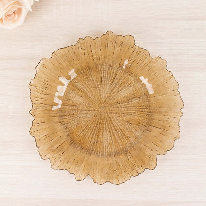 6-Pack Acrylic Plastic Charger Plates 13" Round Amber Gold Reef Design - Decorative Dinner Charger Tableware