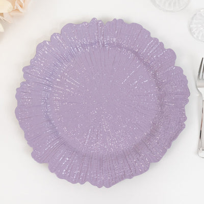 6-Pack Acrylic Plastic Charger Plates 13" Round Lavender Lilac Reef Design - Decorative Dinner Charger Tableware
