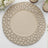 Textured round plate with a unique cracked design.