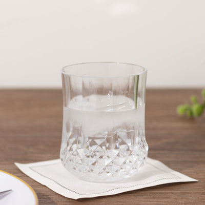 6-Pack Clear Plastic Stemless Wine Glasses 8oz, Crystal Cut Style - Shatterproof Reusable Whiskey Cups