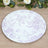 Decorative purple floral plate on a wooden surface.