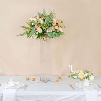 6-Pack Glass Cylinder Vases Square Design 24" Clear - Heavy Duty Flower Centerpieces for Events