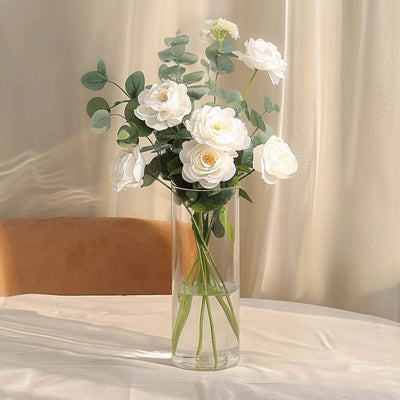 6-Pack Glass Flower Vases Heavy Duty Cylinder Design 12" Clear - Durable Centerpieces for Events