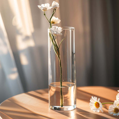 6-Pack Glass Flower Vases Heavy Duty Cylinder Design 16" Clear - Durable Centerpieces for Events
