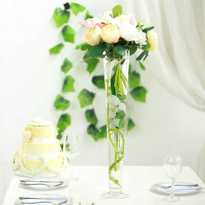 6-Pack Glass Trumpet Vases 24" Clear - Heavy Duty Design for Sophisticated Floral Centerpieces