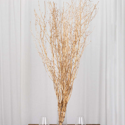6-Pack Birch Tree Branches 46" Metallic Gold - Rustic Dried Willow Twigs Sticks