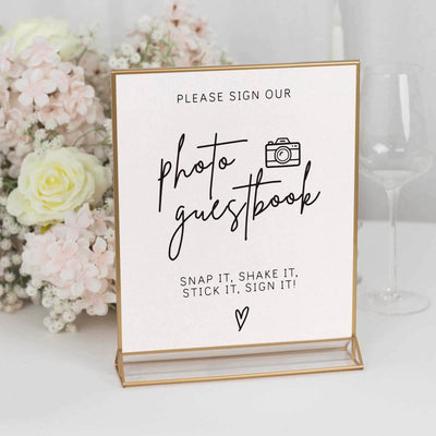 6-Pack Gold Rectangular Frame Acrylic Table Sign Holders 9"x11", Double-Sided Clear Display - Includes White Cardboard for Events