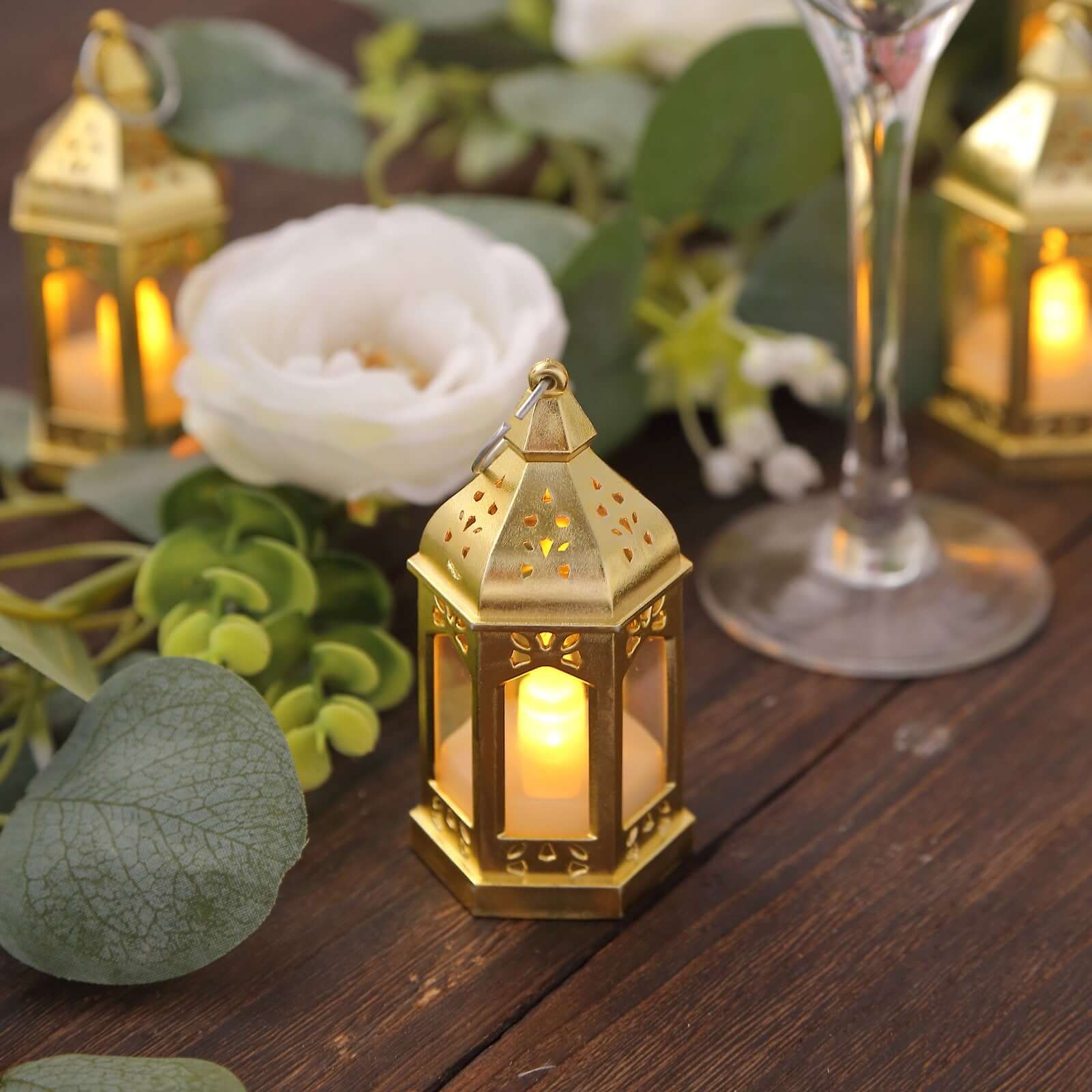 LED Moroccan Lantern Tealights Gold 3.5