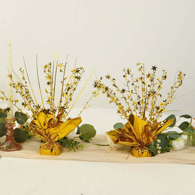 6-Pack Metallic Gold Star Foil Spray Centerpiece Table Decorations 13", Free-Standing Gleam 'N Burst Party Accessories - Eye-Catching Design