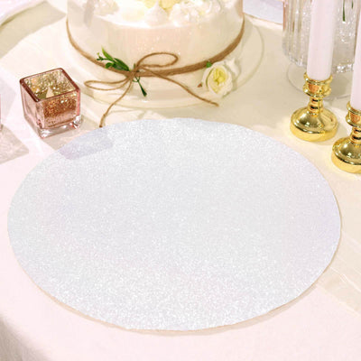 6-Pack Placemats 13" Round Glitter Design Iridescent Sparkle - Non-Slip Decorative Table Mats