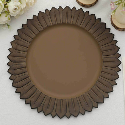 6-Pack Plastic Charger Plates 13" Round Natural with Sunflower Rim - Matte Finish Disposable Dinner Charger Tableware