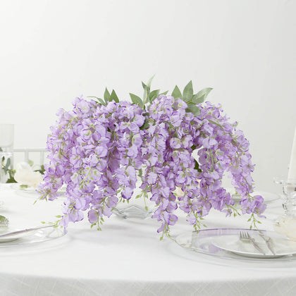 6 Pack Purple Artificial Wisteria Vines Hanging Plants, Long Silk Flowers Bushes - 4 Full Strands in 1 Bush - 21"