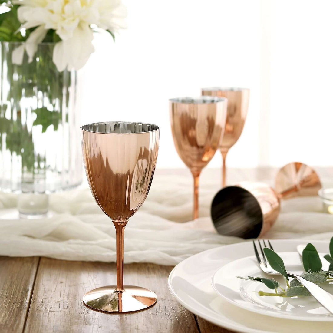 8 oz wine glass Plastic Wine Glasses 8oz Metallic Rose Gold