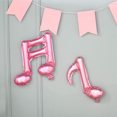 6 Pack Rose Gold Single and Double Music Note Mylar Foil Balloons