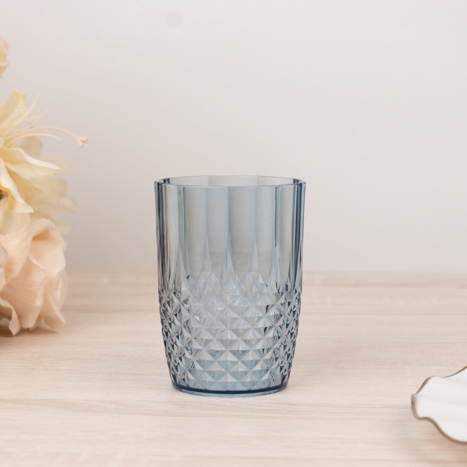 6-Pack Transparent Plastic All-Purpose Cups 16Oz, Crystal Cut Style Dusty Blue