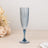 Blue crystal champagne flute with a textured design.