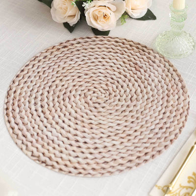 6-Pack Disposable Table Placemats 13" Wheat with Woven Rattan Print - 700GSM Cardboard Placemats for Rustic & Boho Themed Events