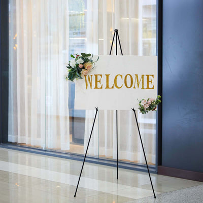 Black Metal Sign Holder Easel Stand, Collapsible Tripod Stand 65"