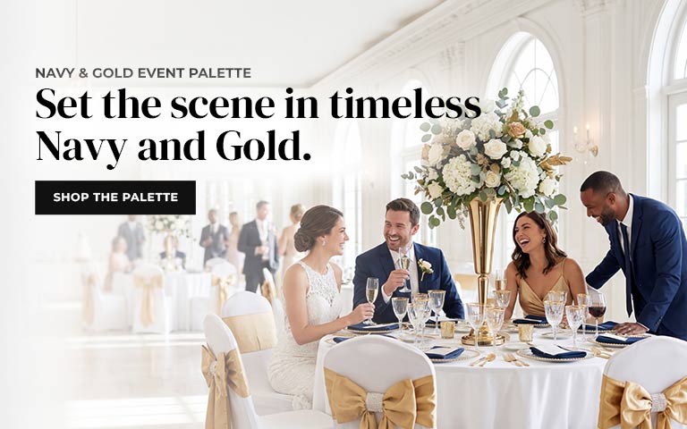Elevate your event with the classic elegance of navy and gold. Discover curated décor and essenti...