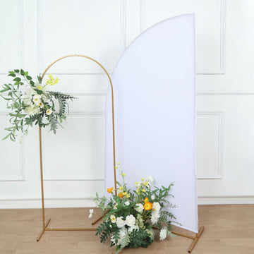 Matte White Fitted Spandex Half Moon Wedding Arch Cover, Custom Fit Chiara Backdrop Stand Cover 6ft