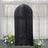Black glitter arch backdrop with floral arrangements in soft natural light.