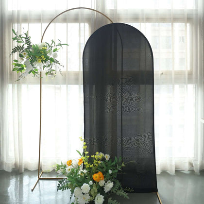 Matte Black Spandex Fitted Wedding Arch Cover For Round Top Chiara Backdrop Stand 6ft
