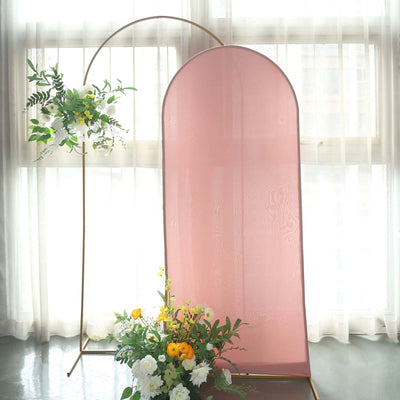 Matte Dusty Rose Spandex Fitted Wedding Arch Cover For Round Top Chiara Backdrop Stand 6ft