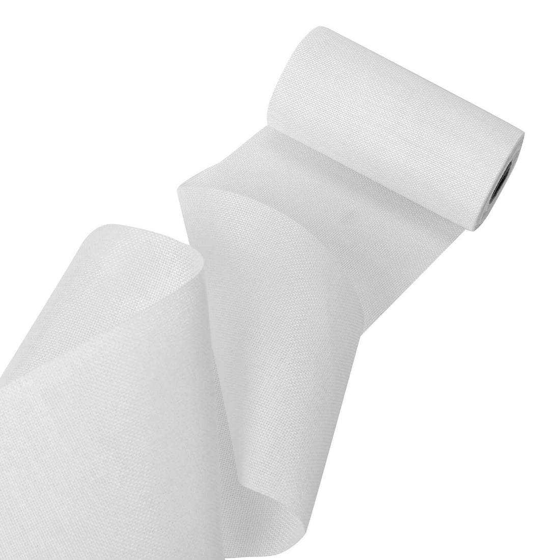 White roll of fabric with a textured surface, elegantly draped.