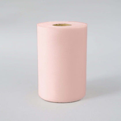 Blush Tulle Fabric Bolt, Sheer Fabric Spool Roll For Crafts 6"x100 Yards