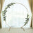 Floral wedding arch with white flowers on a circular frame.