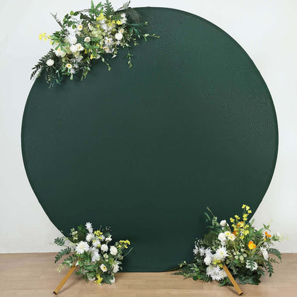 Matte Hunter Emerald Green Round Spandex Fit Wedding Backdrop Stand Cover 7.5ft