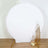 Round white backdrop with gold stand and decorative elements.