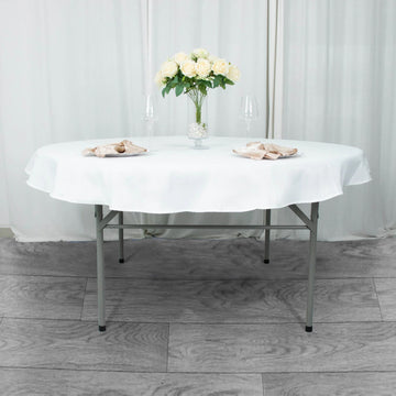 Elevate Your Event with the White Premium Polyester Round Tablecloth