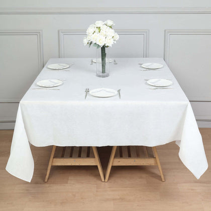 Paper Airlaid Tablecloth 70"x70" Square White - Soft Linen-Feel Disposable Cover