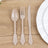 Elegant disposable cutlery set: spoon, fork, and knife in beige