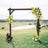 Wooden wedding arch adorned with floral arrangements overlooking a scenic landscape.
