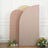 Three curved fabric panels in soft colors with flowers in front