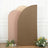 Colorful curved backdrops with flowers in a staged setting.