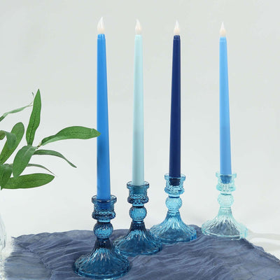 8-Pack LED Taper Candles 11" Flickering Mixed Blue - Flameless Battery Operated Lighting