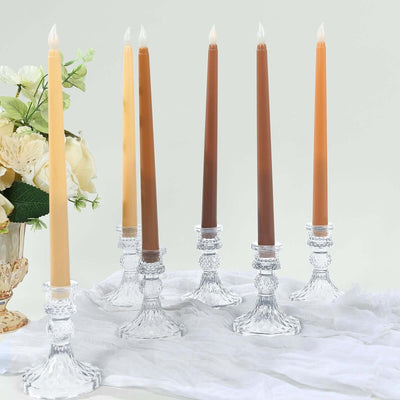8-Pack LED Taper Candles 11" Flickering Mixed Natural - Flameless Battery Operated Lighting