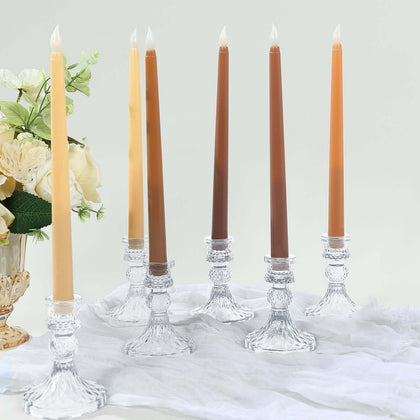 8-Pack LED Taper Candles 11" Flickering Mixed Natural - Flameless Battery Operated Lighting